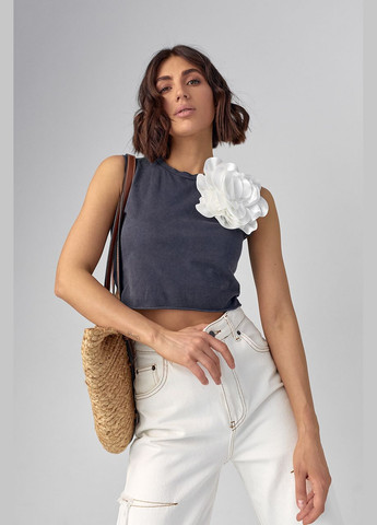 Короткая трикотажная майка-топ с объемным цветком Lurex — 291762026