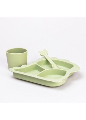 Детский набор силиконовой посуды 3 предмета зеленый TS Kitchen (360455427)