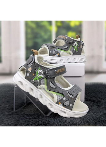 Серые повседневные босоножки детские для мальчика Jong Golf на липучке