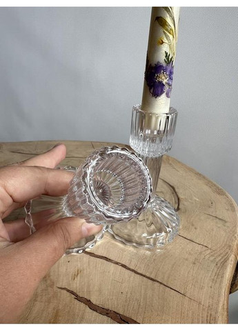 Стеклянный подсвечник на ножке, прозрачный, универсальный декор (11 см) No Brand (361977195)