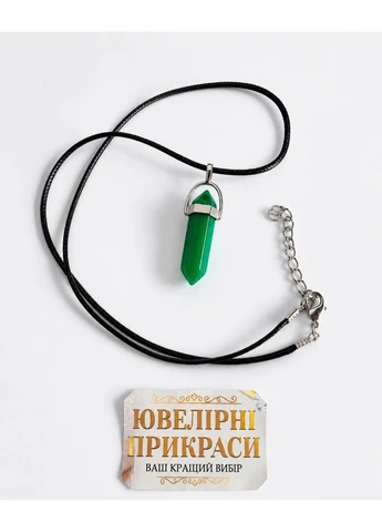 Натуральний камінь Хризопраз у формі кристала шестигранника Талісман удачі Кулон на шнурку екошовк + сувенірна коробочка No Brand (397543259)