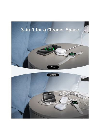 Зарядний пристрій MagGo Wireless Charging Pad 15W 3-in-1 Foldable White (B25M8H21) Anker MagGo Wireless Charging Pad 15W 3-in-1 Foldable Wh (369882595)