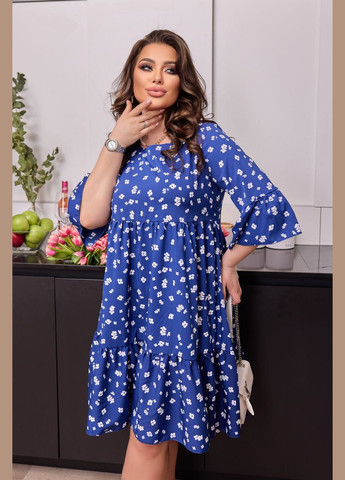 Синя женское платье свободного кроя цвет индиго р.48/50 451777 New Trend
