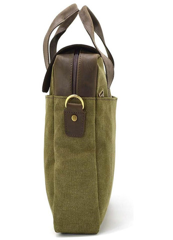 Сумка портфель через плече чоловічий з натуральної шкіри та текстилю для документів А4 Зелений 35714 TARWA (334674038)