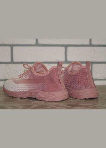 Розовые демисезонные кроссовки текстильные izi для девочки белые с розовым Blue Rama