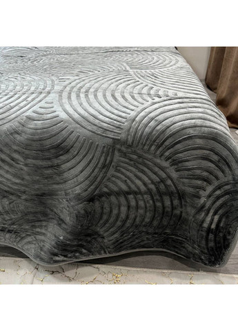 Теплое покрывало на кровать акриловое 200x230 см графитового цвета. No Brand (367912410)