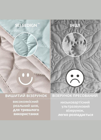Покривало на ліжко 220х240 см Warmis двостороннє, міцне стьобання тканини, антиалергенне волоконо м’ятне/сіре IDEIA (322198806)