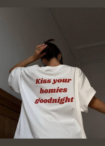 Качественная белая футболка из турецкого кулира(100% хлопок), oversize футболка с качественным красным накатом на груди и спине No Brand 230 - (289477758)