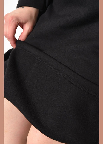 Чорна кежуал сукня-худі жіноча напівбатальна на флісі чорного кольору оверсайз Let's Shop з квітковим принтом