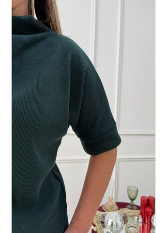 Смарагдова кежуал жіноча сукня гольф довжини міді з коротким рукавом MonCher
