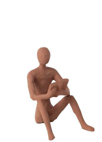 Статуетка читач металева коричневого кольору висота 15 см (52453) J-Line (321967321)