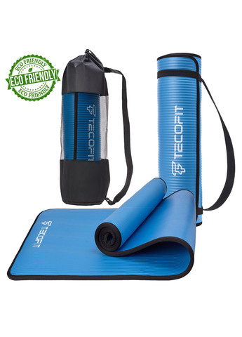 Коврик/мат NBR с отделкой края тканью 183x61x1 см Blue-Black + чехол-сумка в подарок (TOP18124795/1) TECOFIT (370439636)