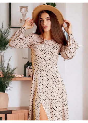 Бежевое повседневный платье Vikamoda