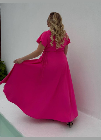 Рожева повсякденний, святковий, коктейльна, вечірня довга сукня з воланами на запах Україна