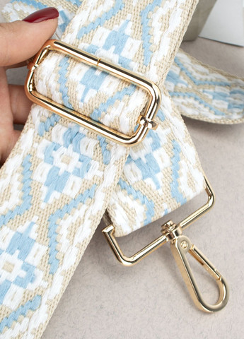 Ремень для сумки широкий 50 мм 7128 gold текстильный голубо-бежевый HandyCover (289976397)