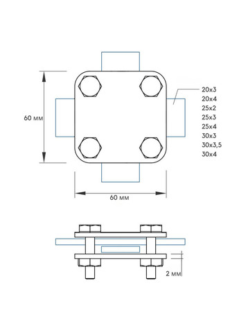 Соединитель для полосы до 30 мм на 2 пластины. No Brand (364956223)