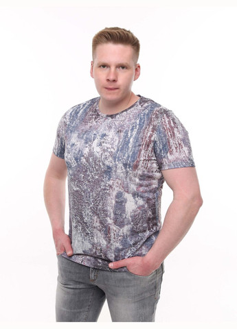 Бузкова футболка чоловіча світло-бузкова пряма з принтом з коротким рукавом Jean Piere Пряма