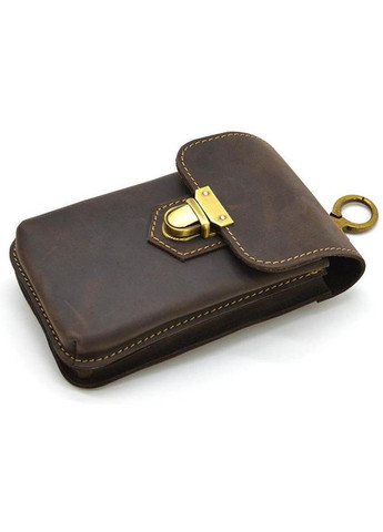 Мужская кожаная сумка на ремень с карабином для телефона и документов маленькая Коричневый 38633 TARWA (352165939)