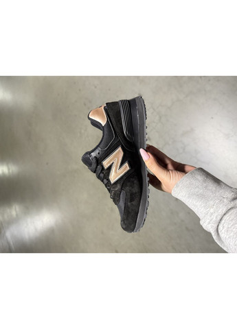 КРОСІВКИ ЖІНОЧІ NEW BALANCE 574 BLACK GOLD НЬЮ БЕЛАНС 574 No Brand чорні демісезони (369387732)