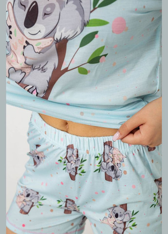 Блакитна всесезон жіноча піжама з принтом Fashion