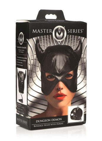 Маска з рогами Master Series: Dungeon Demon Bondage Mask with Horns, чорна No Brand (303897029)