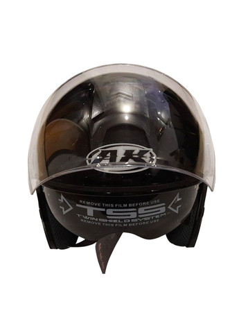 Шлем открытый + откидные очки AK-720 черный глянцевый No Brand (316698194)