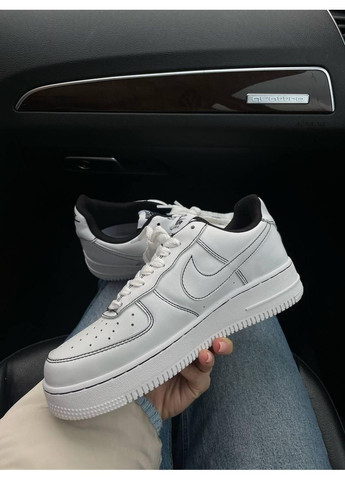 Білі Осінні кросівки чоловічі nike air force 1 white line v3 найк аір форс 1 преміум No Brand