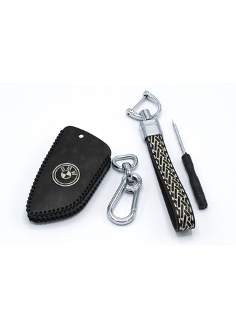 Кожаный чехол (футляр) для ключей X6 3 кнопки + карабин + ремешок с карабином + отвертка (подарочный) BMW (360949258)