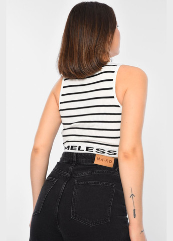 Топ-майка у рубчик жіноча білого кольору Let's Shop — 312485825