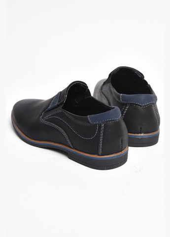 Черные туфли детские для мальчика черного цвета без шнурков Let's Shop