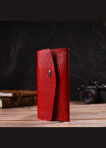 Фактурне жіноче портмоне з натуральної шкіри з тисненням 21698 Червоний Canpellini (298569810)