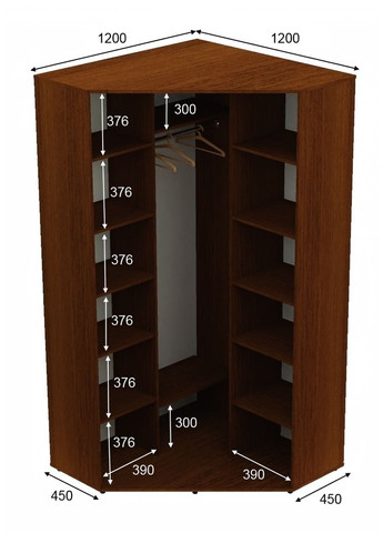 Шафа-купе дводверна 120*120*220 см Горіх лісовий 2 двері ДСП Кут-2 Алекса (360460707)