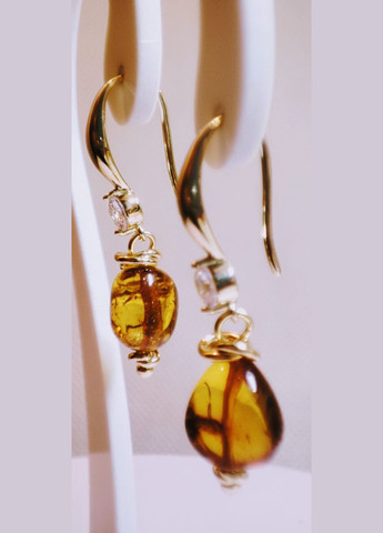 Сережки 2678 з натурального бурштину Медовий відтінок MINOV (311310539)