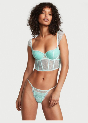 Жіночі трусики DREAM ANGELS Lace & Mesh String Bikini салатові Victoria's Secret (294292198)