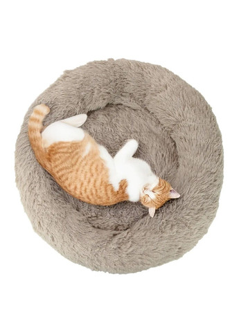 Плюшевая лежанка логово подушка пончик с антискользящим дном для животных кошек собак 60 см (481102-Prob) Бежевая Unbranded (353590253)