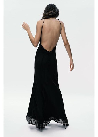 Черное шифоновое платье с бретелями Zara