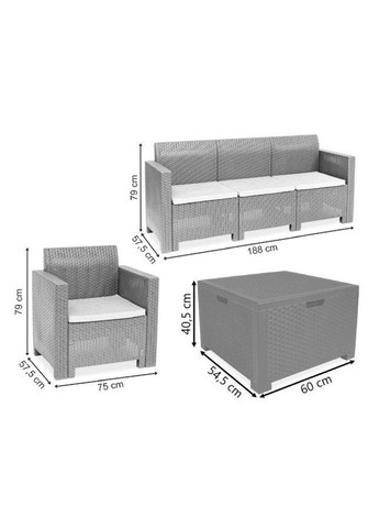 Набор садовой мебели Nebraska 3, графит Bica (329407783)