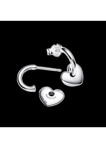 Серебряные серьги с бантиками Пандора открытые хупы с сердцами 293460C00 Kabluchka (355347682)