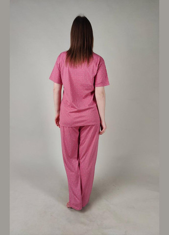 Рожева всесезон жіноча бавовняна піжама з сорочкою на гудзиках та штанами турецького виробництва Mirano