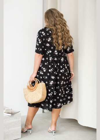 Черное повседневный платье Minova с цветочным принтом