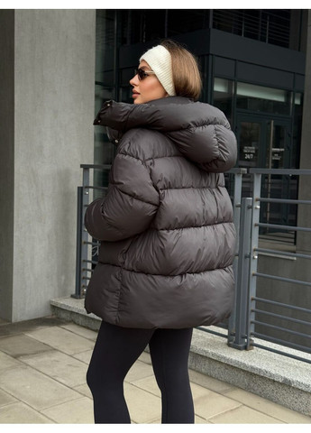 Черная зимняя теплый женский пуховик рей MioRichi