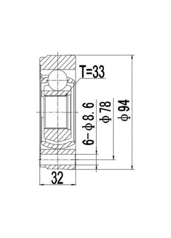 ШРКШ со смазкой в комплекте ШАРНИРНЫЙ КОМПЛЕКТ VW GOLF 83-91, JETTA 84-91, PASSAT 74-97 ВНУТРЬ. 2810-1004 PROfit (366195118)