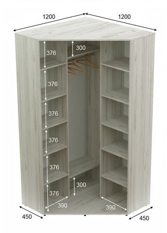 Шафа-купе дводверна кутова 120*120*230 Дуб крафт білий ДСП/Дзеркало з піскострумним малюнком Угол-2 Алекса (360478507)