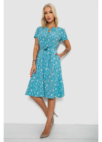 Бирюзовое платье софт с принтом Ager