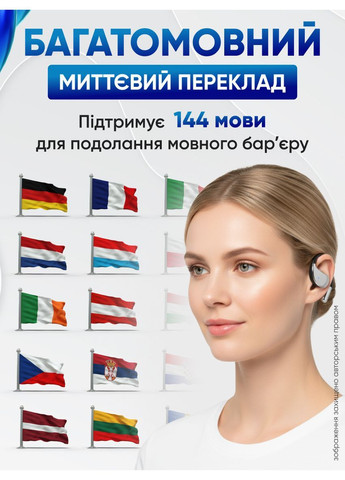 Навушники бездротові блютуз розумні з підтримкою перекладу в режимі реального часу шумозаглушення тривалий режим очікування Timekettle TB78 (364335825)