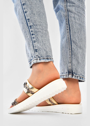 Золотые шлепанцы женские золотистого цвета Let's Shop