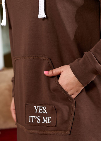 Коричневое спортивное, повседневный платье-худи макси платье-худи No Brand однотонное