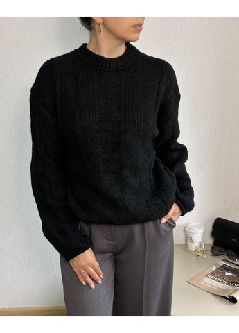 Чорний демісезонний светр базовий трикотажний вільного крою – замір в описі GD/GL Модний простір