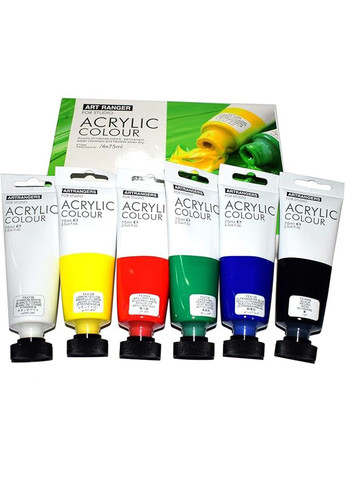 Акриловые краски для рисования Art Ranger Acryliс regular 6 цветов в тубах по 75ml. Art Rangers (322772741)
