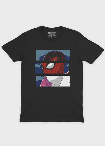 Черная демисезонная футболка для мальчика с принтом супергероя - человек-паук (ts001-1-bl-006-014-004-b) Modno
